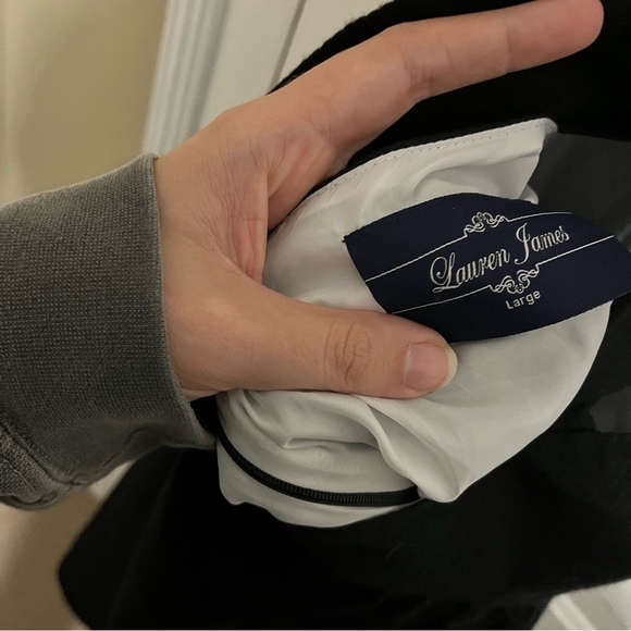 Lauren James Black Bow Tie Black Fit and Flare Dress Large Preppy Q2 - Picture 4 of 7